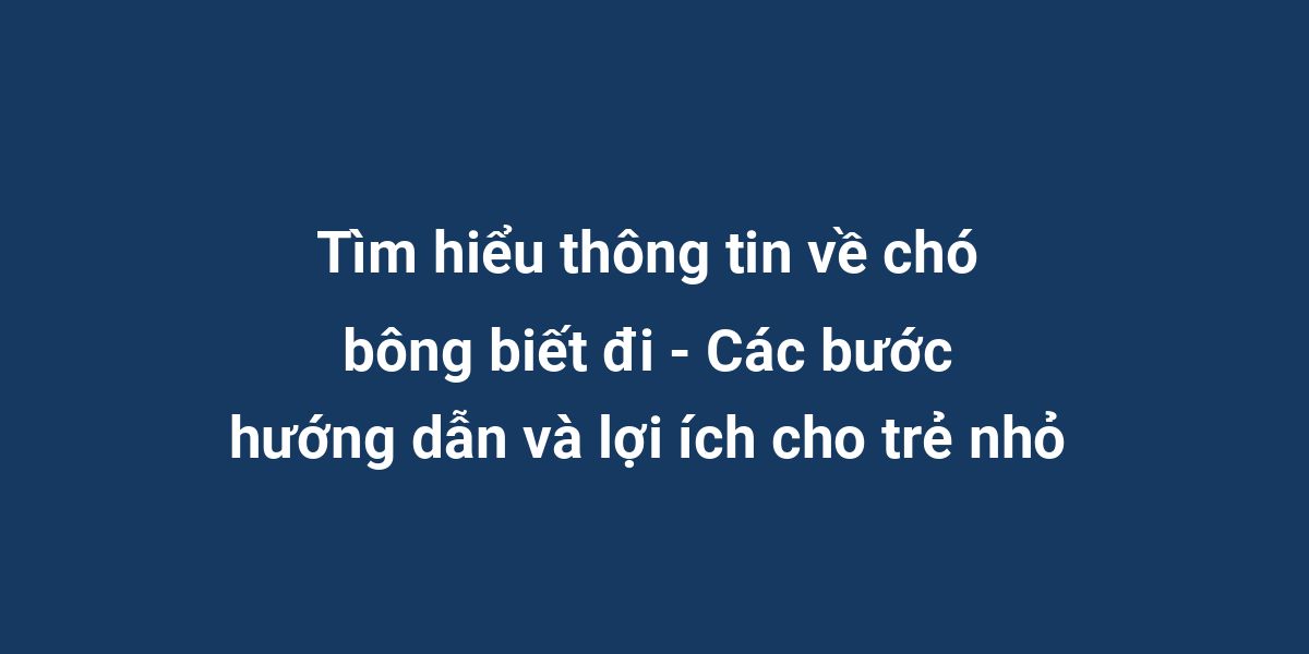 Tìm hiểu thông tin về chó bông biết đi - Các bước hướng dẫn và lợi ích cho trẻ nhỏ