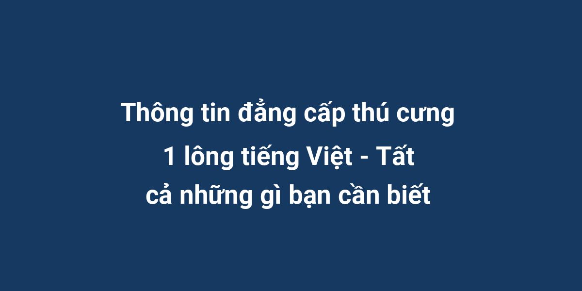 Thông tin đẳng cấp thú cưng 1 lông tiếng Việt - Tất cả những gì bạn cần biết