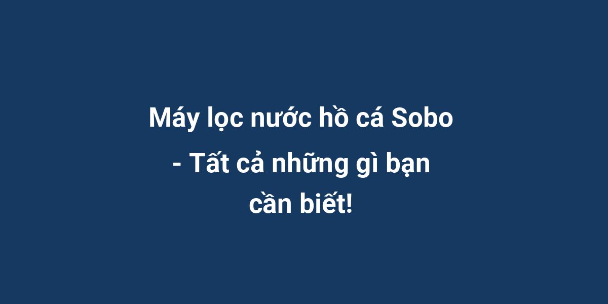 Máy lọc nước hồ cá Sobo - Tất cả những gì bạn cần biết!