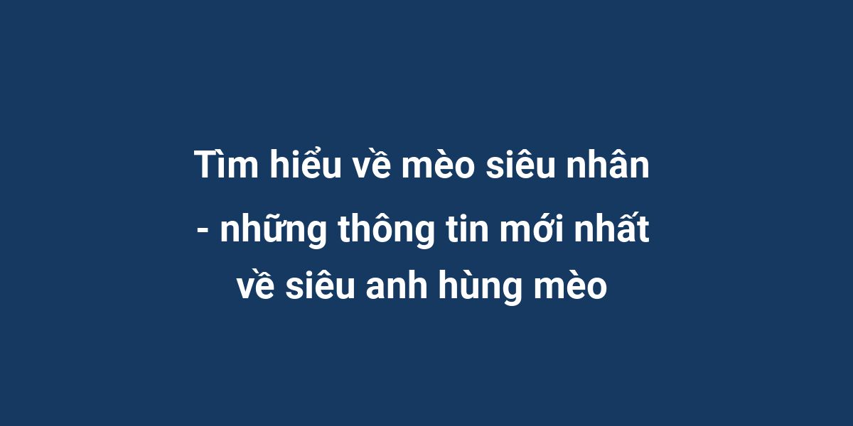 Tìm hiểu về mèo siêu nhân - những thông tin mới nhất về siêu anh hùng mèo