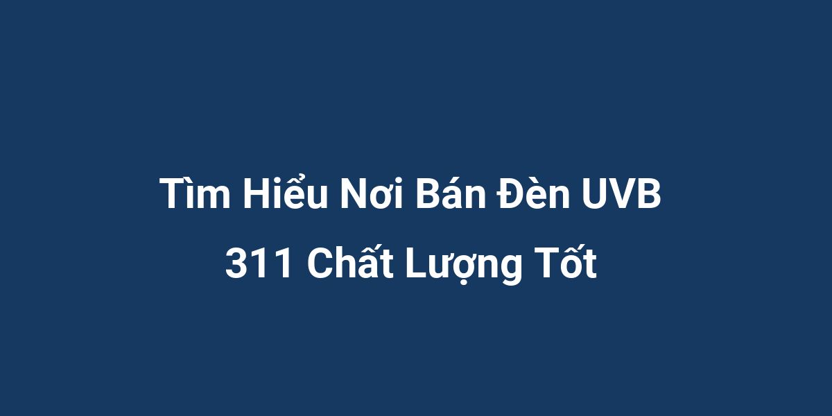 Tìm Hiểu Nơi Bán Đèn UVB 311 Chất Lượng Tốt