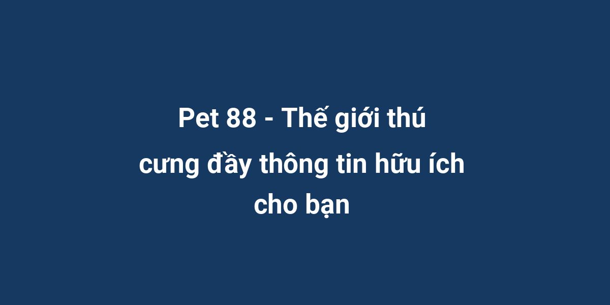 Pet 88 - Thế giới thú cưng đầy thông tin hữu ích cho bạn