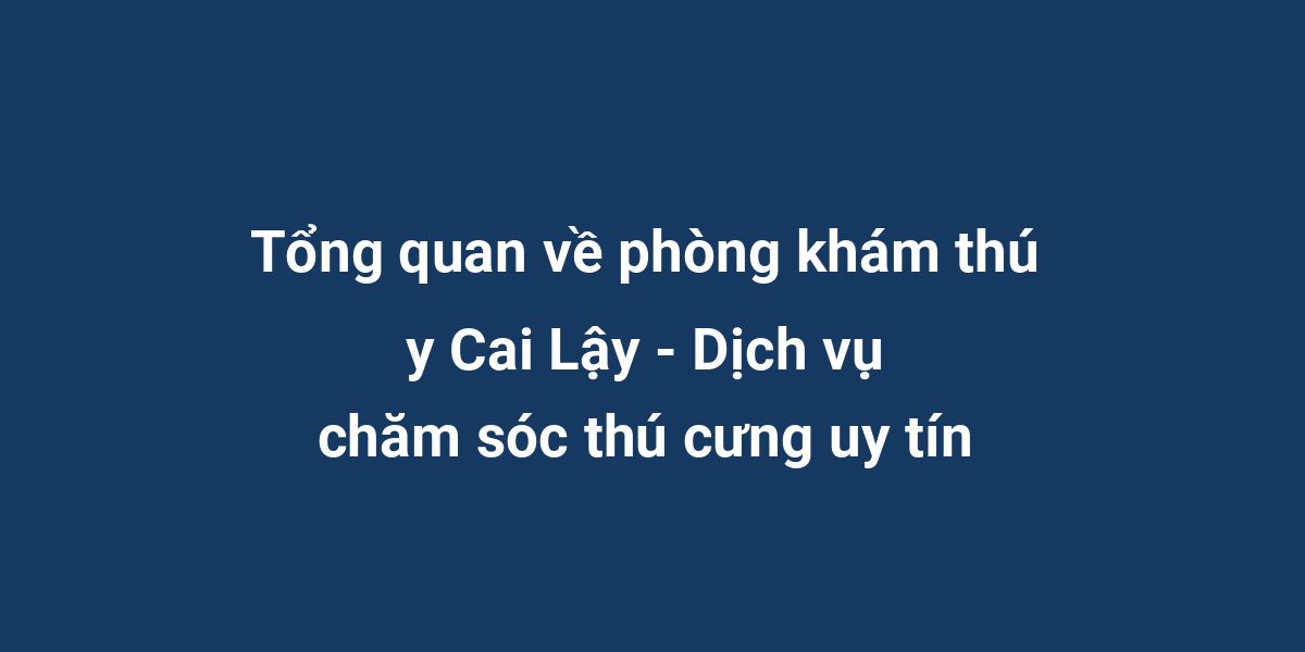 Tổng quan về phòng khám thú y Cai Lậy - Dịch vụ chăm sóc thú cưng uy tín