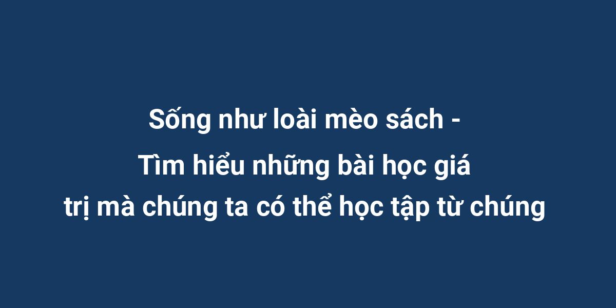 Sống như loài mèo sách - Tìm hiểu những bài học giá trị mà chúng ta có thể học tập từ chúng