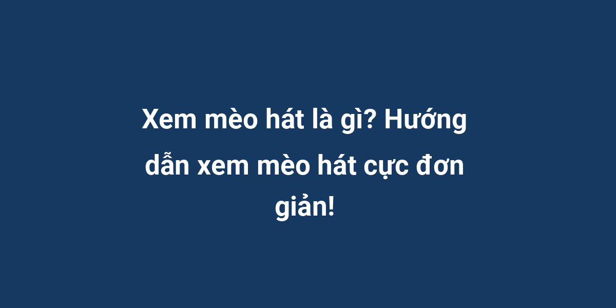 Xem mèo hát là gì? Hướng dẫn xem mèo hát cực đơn giản!